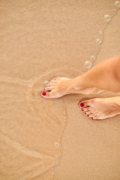 Részleges Kilátás Nyílik Homokos Strandon — Stock Fotó