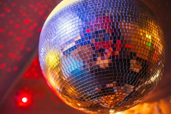 Discokugel Funkelt Mit Hellen Punkten Nachtparty Hintergrund — Stockfoto