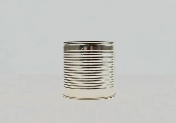 Close View Metal Can Food Isolated Grey — Stock Photo, Image