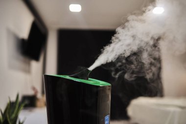 seçici odak oturma odasında nemlendirici gelen Buhar