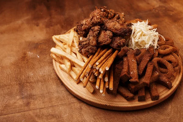 Food Composition Served Table Various Snacks — Stock Photo, Image