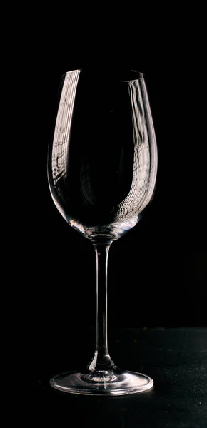 Image Rapprochée Verre Vin Vide Sur Fond Noir — Photo