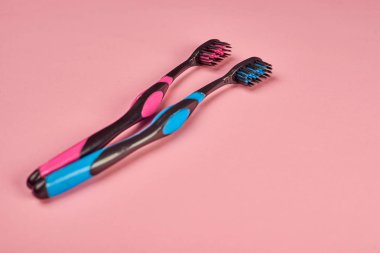 İki diş fırçası stüdyo çekim, diş bakımı kavramı 