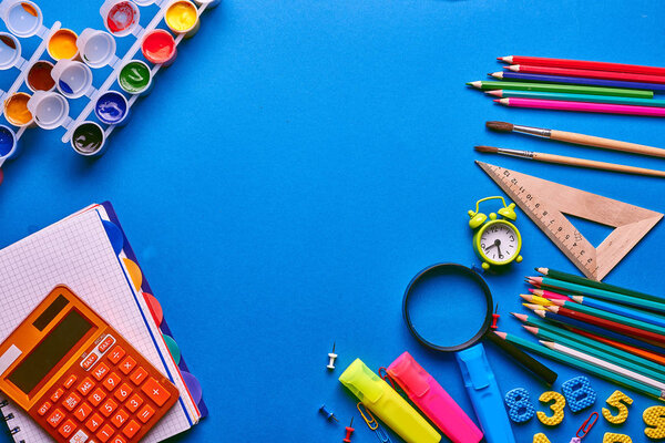 Back to school concept on a blue background