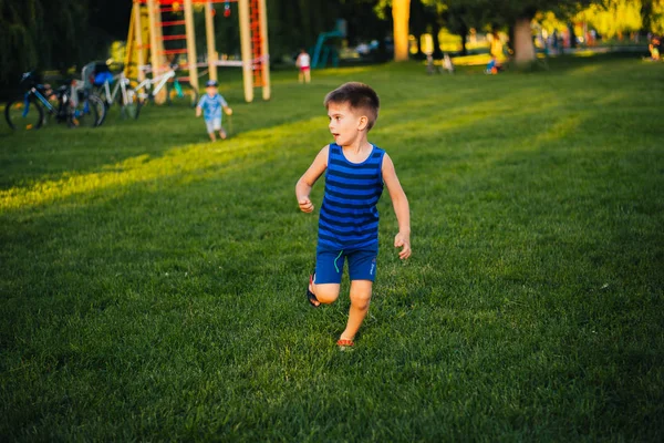 Boy Having Fun Playground Park — Stock Photo, Image