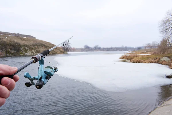 Homem Pescando Rio — Fotografia de Stock