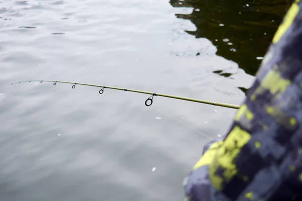 Fishing Rod Spinning Reel River Background — Stock Photo, Image