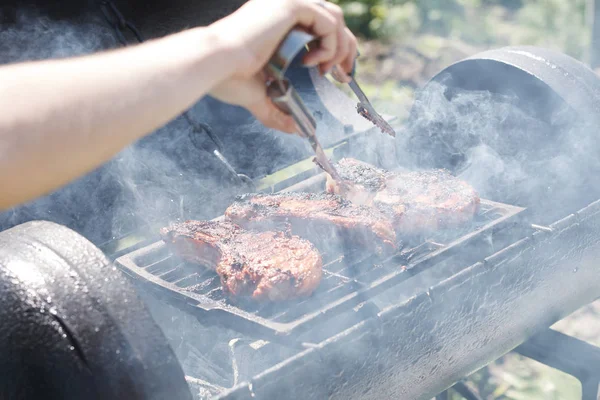 Carne Asada Una Parrilla — Foto de Stock