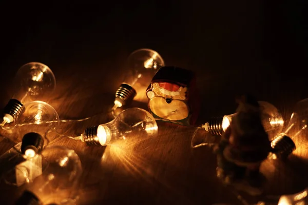 Гірлянда Старовинних Ламп Ламп Темному Фоні — стокове фото