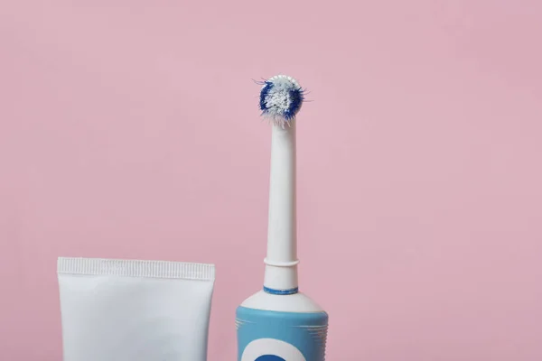 Close Shot Toothbrush Toothpaste Pink — Stock Photo, Image