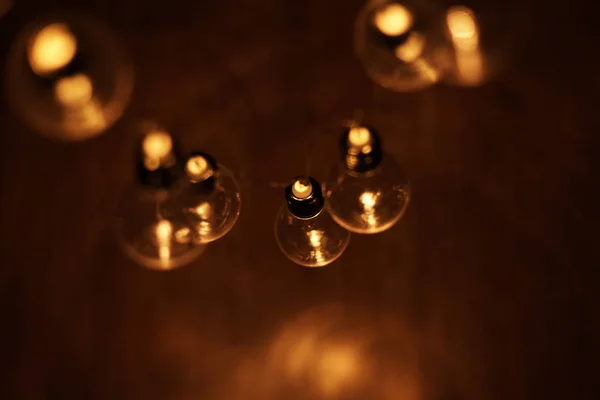 Garland Vintage Lamp Bulbs Dark Background — Stock Photo, Image