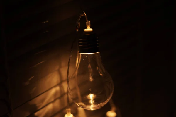 Garland Vintage Lamp Bulbs Dark Background — Stock Photo, Image