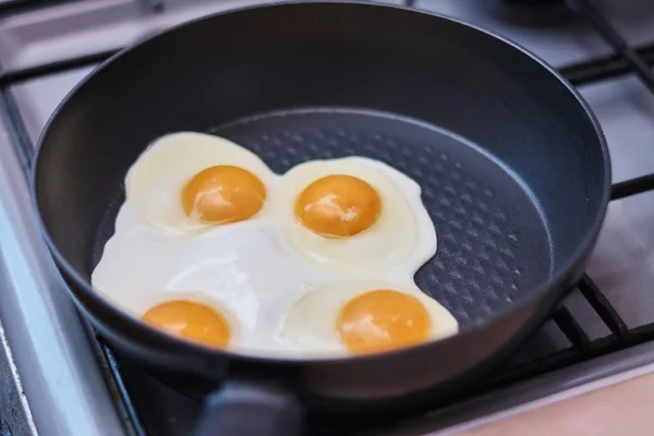 Close View Eggs Prepared Friying Pan — Stok Foto