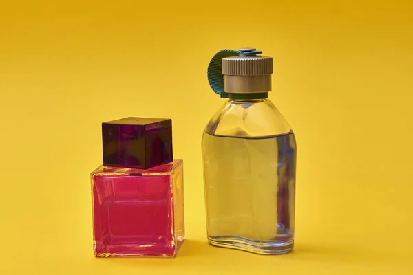 Perfume Bottles Yellow Background Fashion Perfume Bottles — Stock Photo, Image