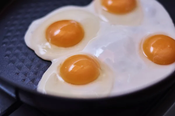 Close View Eggs Prepared Friying Pan — Stok Foto