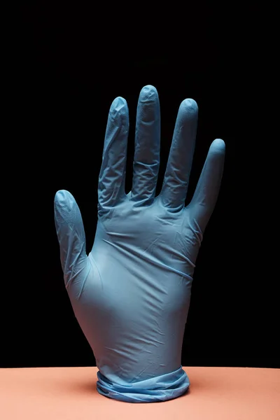 Zbliżenie Widok Rękawiczki Medycznej Czarnym Tle — Zdjęcie stockowe