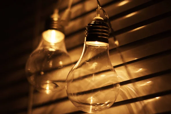 Garland Vintage Lamp Bulbs Dark Background — Stock Photo, Image