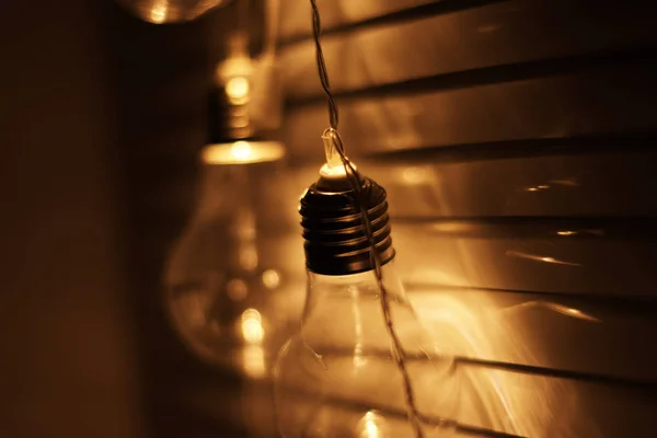 Garland Vintage Lamp Bulbs Dark Background — Stock Photo, Image