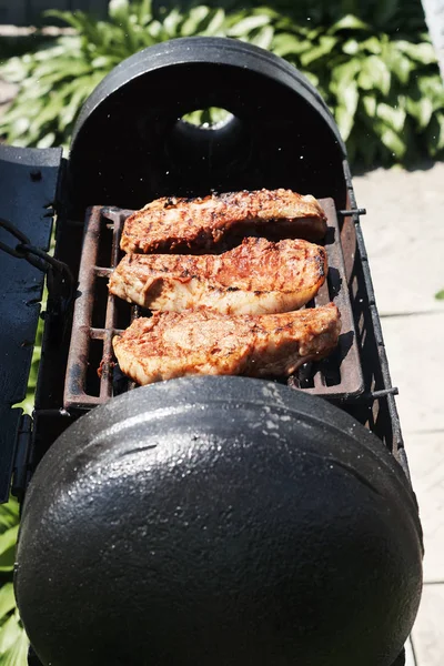 Grillen Vlees Buiten Grill Barbecue — Stockfoto