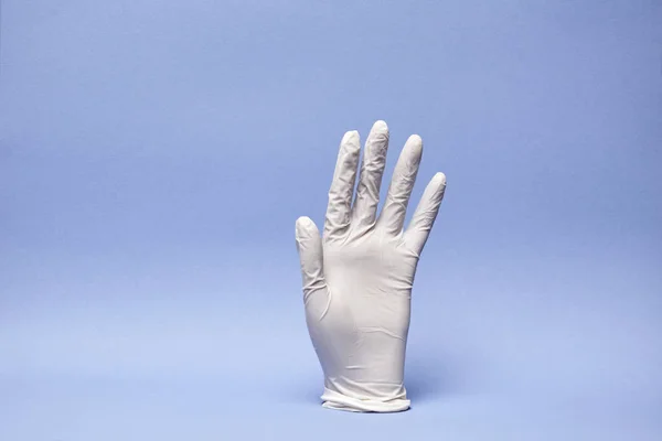 Close Van Medische Handschoen Blauwe Achtergrond — Stockfoto