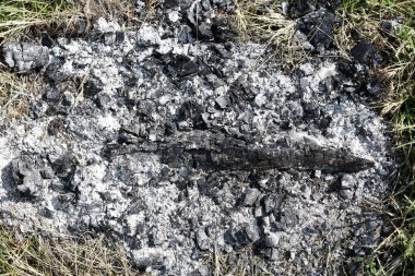 Bahçede barbekü ızgarası için kömür manzarası