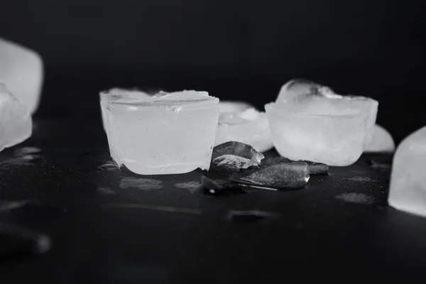 Close View Frozen Ice Cubes Black Background — Stock Photo, Image