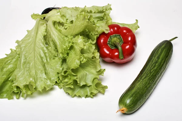 Verduras Saludables Aisladas Sobre Fondo Blanco — Foto de Stock
