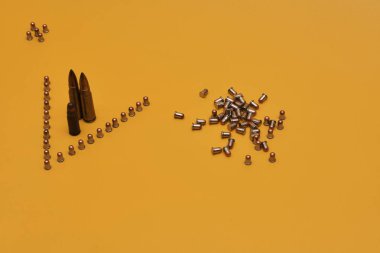 Çeşitli kalibre mermiler.