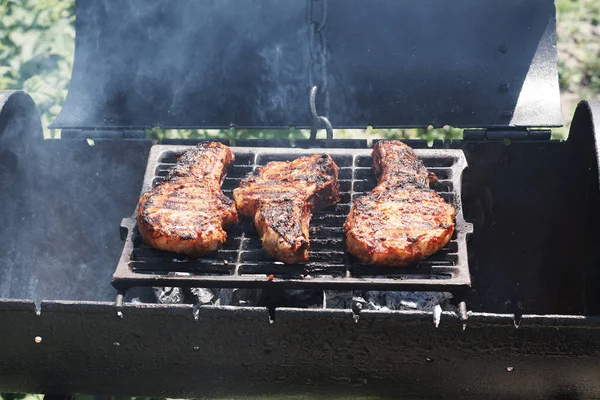 Grillen Vlees Buiten Grill Barbecue — Stockfoto