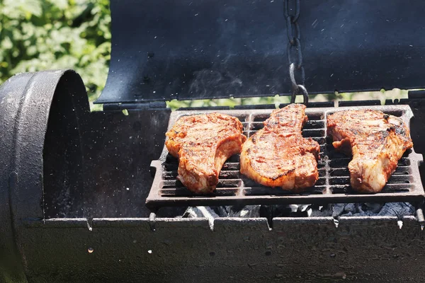 Grillen Vlees Buiten Grill Barbecue — Stockfoto