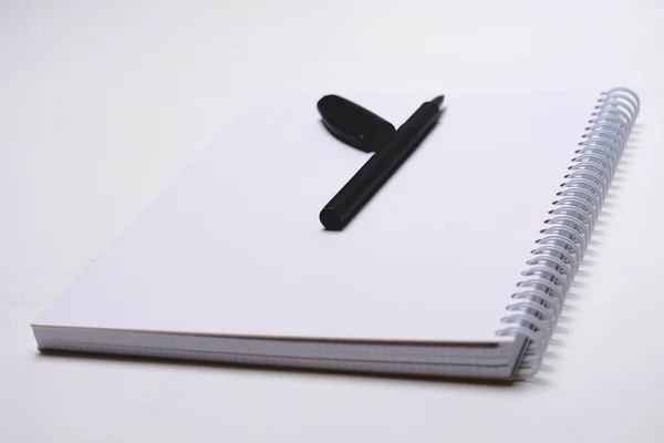 Close View White Empty Notebook Pencil — Stock Photo, Image