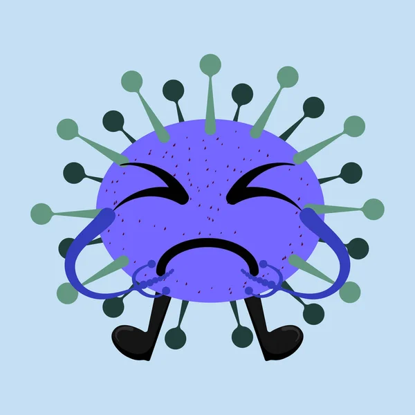 Illustration Vector Graphic Cute Angry Bacteria Isolated Light Blue Background — Stock Vector