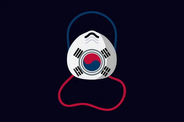 Illustratie Vectorgrafiek Van Chirurgische Masker Met Zuid Korea Vlag Concept — Stockvector