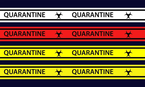 Illustration Vectorielle Bande Quarantaine Isolée Sur Fond Bleu Foncé Signe — Image vectorielle