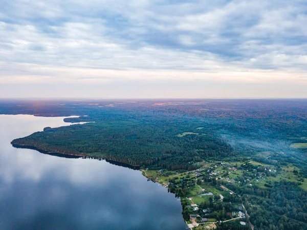 Panorama jezera Seliger, oblast Tver, letecký pohled Royalty Free Stock Obrázky