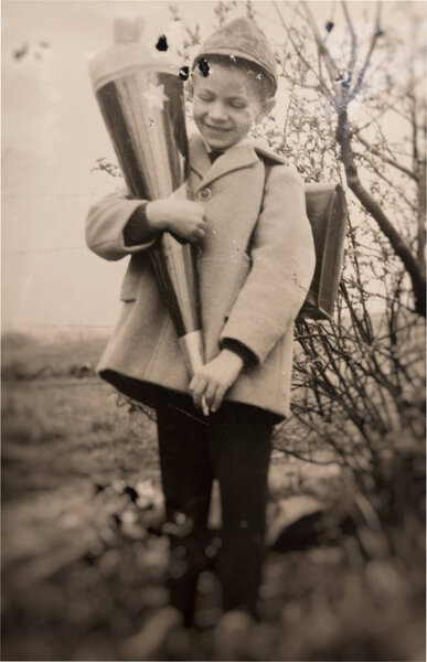 Old family photo in black and whit