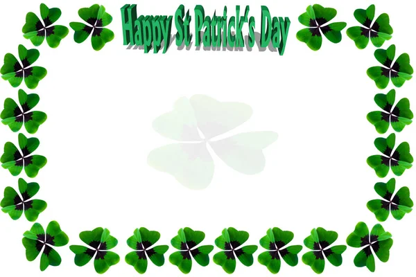 Kartu Pos Selamat Hari Patrick Dengan Shamrock Frame Shamrock Watermark — Stok Foto