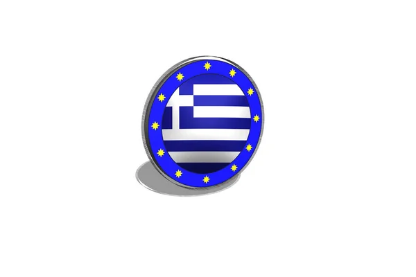Κουμπί Της Ένα Κουμπί Ελληνική Σημαία Εικόνα Εικονογράφηση — Φωτογραφία Αρχείου