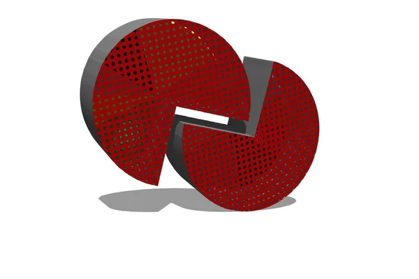 Kırmızı Kılavuz Deseni Render Illüstrasyon Ile Iki Soyut Semicircles — Stok fotoğraf