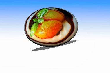 Tatlı taze meyve ve tatlı taze peynir ile.