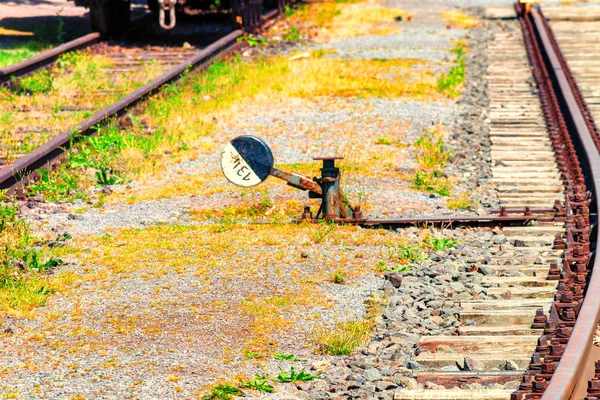 Railway signal and railway turnout signal at the intersection of railroad tracks