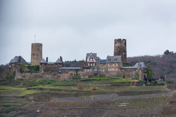 Burg Thurant Moselle Vinhedos Nas Colinas Acima Rio Mosel Alemanha — Fotografia de Stock