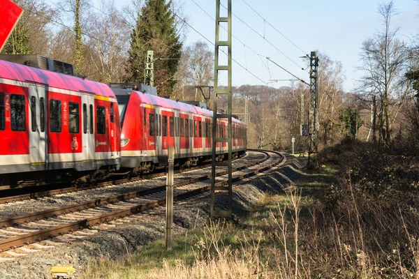 Essen Kettwig Nrw Februar 2016 Lok Bahnübergang Ratingen Wasserschloss Haus — Stockfoto