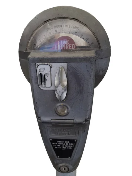 Retro Parking Meter Time Isolated White Background — Stock Photo, Image