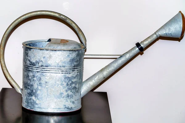 Zinc Old Metal Watering Can White Background — Stock Photo, Image