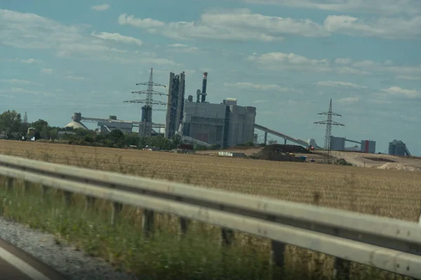 Kraftwerk Nahe Autobahn Deutschland — Stockfoto