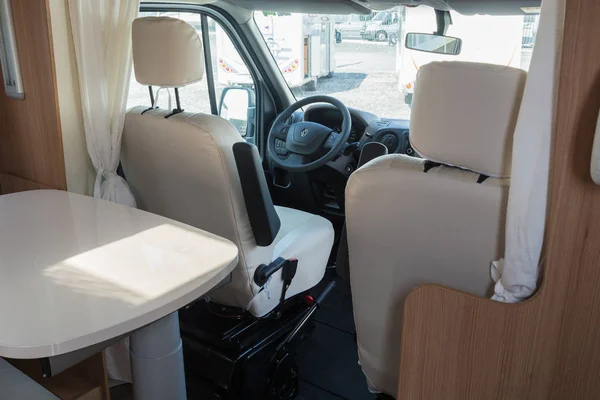 Vehicle interior view of a motorhome — 图库照片