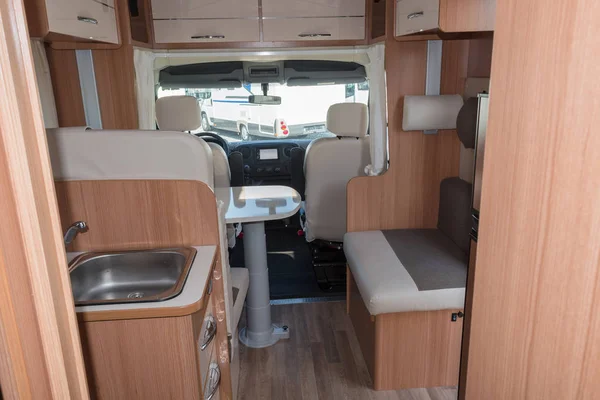 Vehicle interior view of a motorhome — 图库照片