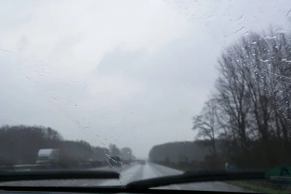 German Autobahn, bad weather conditions — Stock Photo, Image