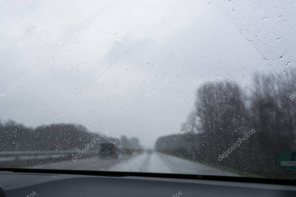 German Autobahn, bad weather conditions    